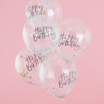 Konfetti Luftballone Happy Birthday Pastel