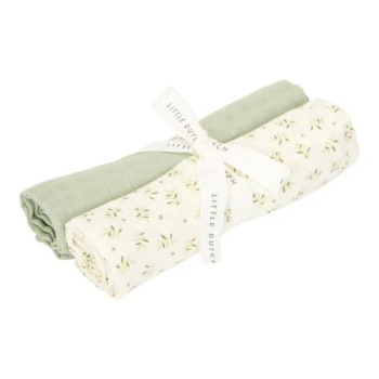 Preview: Cloth diapers, muslin cloths in a set of 2 "Blueberry Leaves, Sage" Preview: Cloth diapers, muslin cloths in a set of 2 "Blueberry Leaves, Sage"