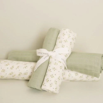 Preview: Cloth diapers, muslin cloths in a set of 2 "Blueberry Leaves, Sage" Preview: Cloth diapers, muslin cloths in a set of 2 "Blueberry Leaves, Sage"