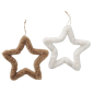 Preview: Plüsch-Dekoanhänger Stern „Furry“ aus Metall & Kunstfell in Beige oder Weiß – Handgearbeiteter Hängestern mit Juteband (Ø 22 cm oder 32 cm) für Fenster, Tür & Weihnachtsbaum