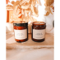 Preview: Duftkerze „Spiced Pumpkin“ 150 g aus Kokos- & Sojawachs im Bernsteinglas – Würziger Pumpkin Spice Latte Duft mit Kürbis, Zimt, Karamell & Vanille