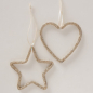 Preview: Weihnachtsanhänger „Luina“ 10 x 10,5 cm – Glitzernder Dekoanhänger mit Strasssteinen in Gold (Stern oder Herz)