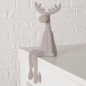 Preview: Kantenhocker Elch „Timor“ 33 cm – Beflockter Deko-Elch in Beige/Grau