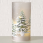 Preview: LED-Glaswindlicht „Glowina“ mit Frosted-Effekt, Waldmotiv & Timer – Beleuchteter Glaszylinder aus Mattglas mit LED-Lichterkette