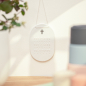 Preview: Porcelain Sign "Faith" – Decorative Pendant with Christian Blessing White/Silver 12x8 cm