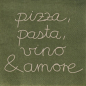 Preview: Lunchserviette 33 × 33 cm „Pizza, Pasta, Vino & Amore“ | Italienische Papierservietten für Tischdekoration