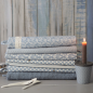 Preview: "Flowers Dusty Blue" Tea Towel – Cotton Kitchen Towel with Floral Pattern 50x70 cm