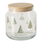 Preview: Vorratsglas "Trimas" 635 ml – Keksdose aus Glas mit Bambusdeckel & Tannenbaum-Motiv