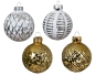 Preview: Christmas bauble, Christmas bauble, set of 4, white, gold
