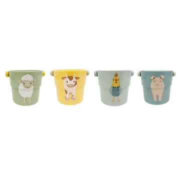 Preview: Little Dutch Stapelbecher 4er-Set „Little Farm“ – Badespielzeug mit Wasserauslauf ab 12 Monate