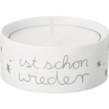 Preview: Räder Design Winterlicht „Ist schon wieder Weihnachten?“ – Porzellan-Windlicht mit Gold-Brillantdruck