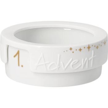 Räder Design Kleines Adventslicht „Advent“ – Porzellan-Teelichthalter mit Gold-Brillantdruck