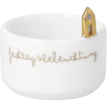 Räder Design Lichtlein „Festtagsbeleuchtung“ – Mini-Porzellan-Licht mit Gold-Brillantdruck