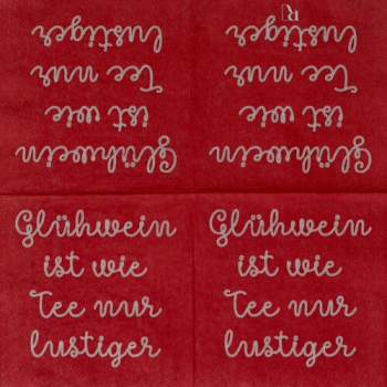 Preview: Räder Design Cocktailservietten „Glühwein ist wie Tee“ 25x25 cm – 20 Stück Papierservietten mit Spruch