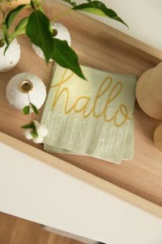 Preview: äder Design Cocktailservietten „Hallo neues Jahr“ 25x25 cm