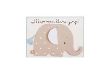Karte Geburt "Elefant" blau