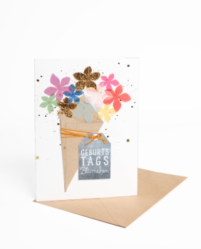 Bouquet card. Birthday Flower