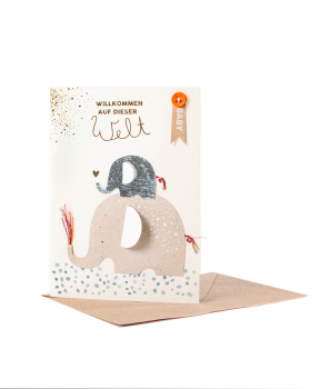 Small miracle card. Elefant. Welcome. by good old friends