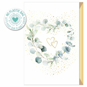 Karte "Hochzeit" Eukalyptusherz