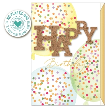 Card Birthday "Balloon" Cork