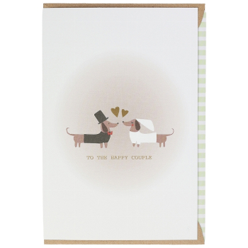 Karte zur Hochzeit "to the happy couple" Dackel