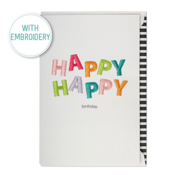 Bestickte Karte "Happy"