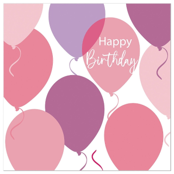Artebene Servietten „Happy Birthday Luftballons Rosa“