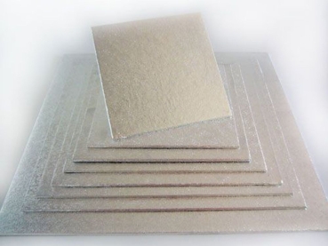Cakeboard CakeCard quadratisch - silberfarbene Unterlage für quadratische Torten