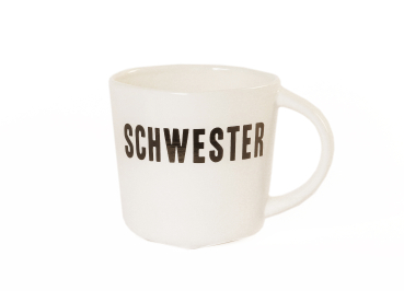 Porzellantasse mit Spruch & Herzboden – Edle Tasse für die Schwester