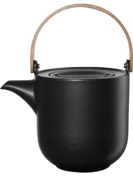 ASA Selection Teapot with Wooden Handle Kuro – Purist Design in Matte Black (1.5 l)