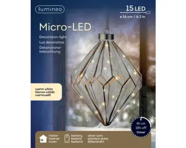 LED Diamant 16cm Gold