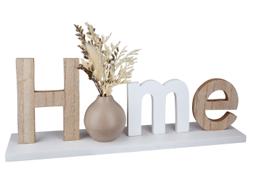 Deko-Schriftzug „Home“ mit Trockenblumen