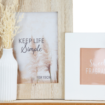 Preview: Bilderrahmen-Aufsteller mit 2 Vasen & Trockenblumen