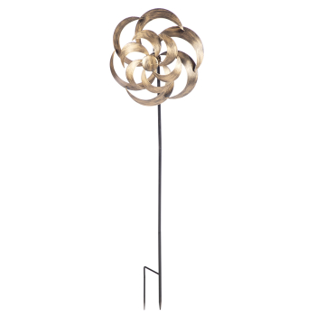 Preview: Elegantes Garten-Windrad aus Metall – Kupferfarben mit Antik-Finish (106 cm)
