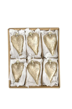 Preview: Herzanhänger aus besprühtem Glas – Gold (10 cm)