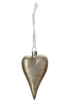 Herzanhänger aus besprühtem Glas – Gold (10 cm)