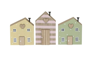 Wooden House Set – Set of 3 Decorative Houses