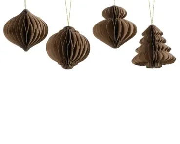 Papierornamente 4er Set in verschiedenen Farben