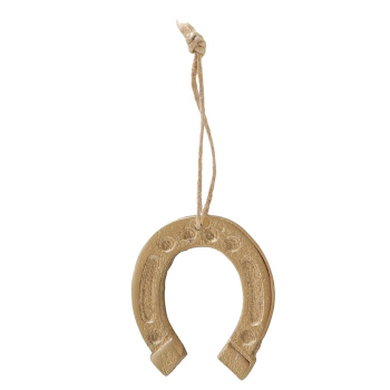 Hufeisen „Luck“ Gold – Handgearbeiteter Glücksbringer mit Juteband (4,5 x 5,5 cm) für Silvester, Neujahr
