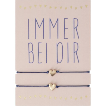 Freundschaftsarmband Set „Immer bei dir“ | 2er Set Partnerarmbänder mit Herzanhänger in Blau & Gold