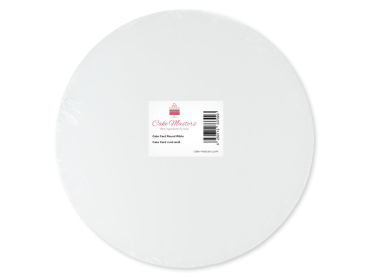 Preview: Cakecard rund (3er Set, Ø 25 cm) – Weiße Tortenunterlagen aus karton mit doppelseitiger, fettabweisender Beschichtung (Stärke 3 mm)