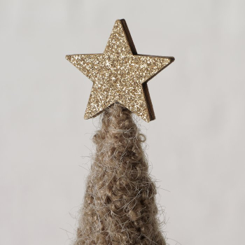 Preview: Tannenbaum – Handgearbeiteter Dekobaum mit Glitzerstern (24 cm)
