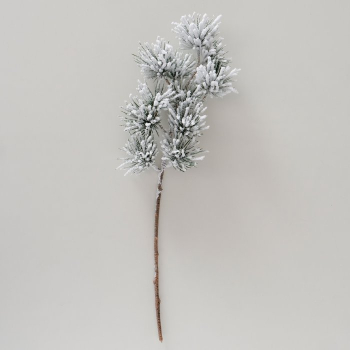 Preview: Beschneiter Kiefernzweig 48 cm – Kunstzweig mit Schnee-Effekt