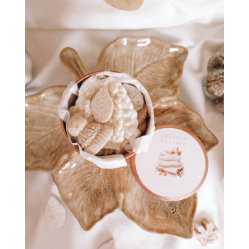 Duftwachs „Sweater Weather“ Wax Melts 100 g aus Sojawachs in roségoldener Blechdose – Frischer Herbst- & Waldduft mit weißer Zeder, Kaschmir, Bergamotte & Kiefer