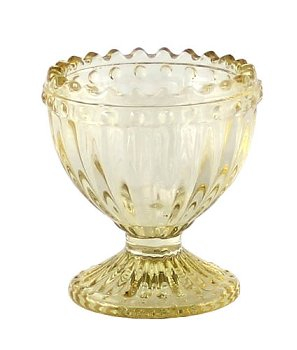 Kaheku Eierbecher Felizia Struktur Amber – Nostalgischer Glas-Eierbecher auf Fuß (Ø 5,5 cm, H 6 cm)