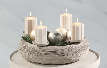 Preview: Advent Wreath “Fia” – Elegant Modern Design in Taupe by Kaheku