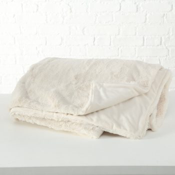 Preview: Boltze Decke „Storan“ 200x150 cm – Flauschige Kuscheldecke in Cremeweiß