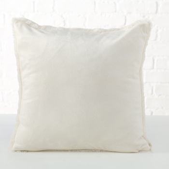 Boltze Kissen „Storan“ 45x45 cm – Flauschiges Dekokissen in Cremeweiß