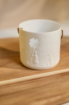 Preview: Geschenklaterne „Glückstag“ | Kleine Porzellan-Laterne mit Lichtmoment 6 × 5,5 cm