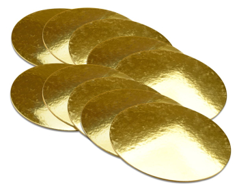Golden Plate (10er Set, Ø 15 cm) – Glänzende goldene Tortenunterlagen aus karton für Torten, Törtchen, Kuchen & Desserts (Stärke 2,5 mm)